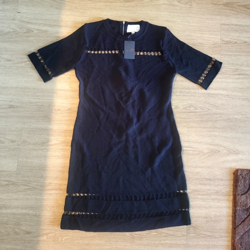 NWT Joa Black Knit Short Sleeve Dress